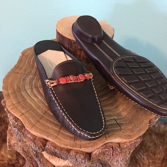 Talbot's Brown Leather Beaded Mule/Slide (NEW) - Picture 8 of 11